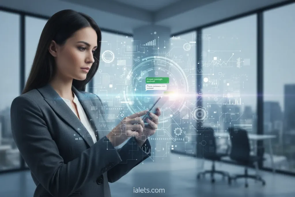 Profissional usando automação de atendimento no WhatsApp para empresas